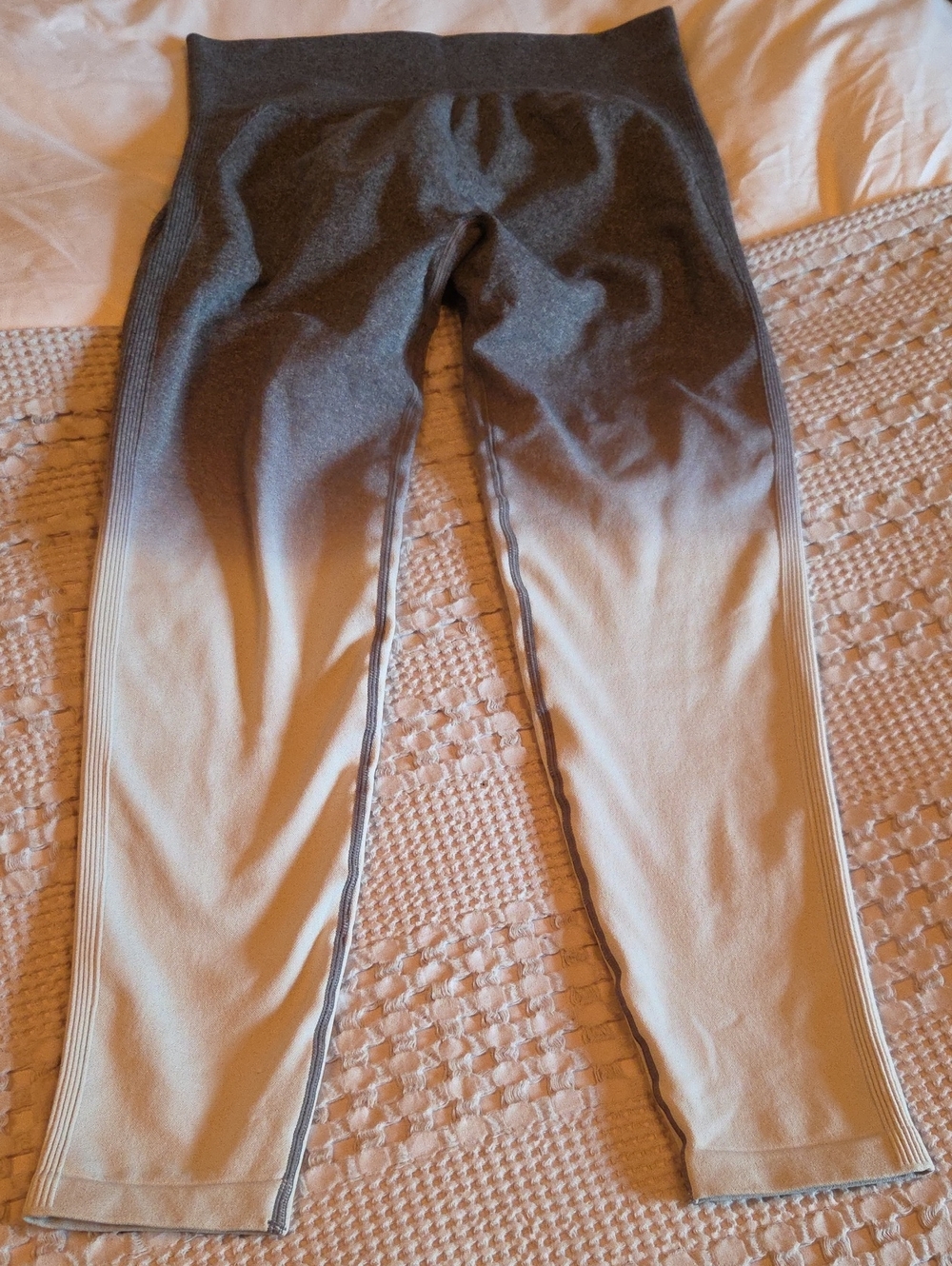 Seamless Ombre High-Waist Women’s Jeans Leggings - Gray to Beige Xl